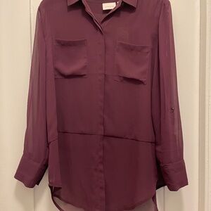 Chico's Long Sleeve Purple Darla Flowy Blouse